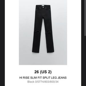 ZARA High Rise Split Flare Jeans